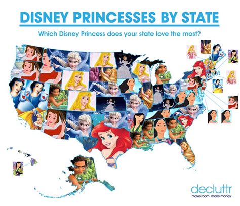 map  favorite disney princesses   state boing boing
