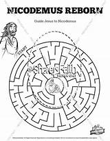 Nicodemus Coloring Pages Mazes Bible Getdrawings Getcolorings Color sketch template