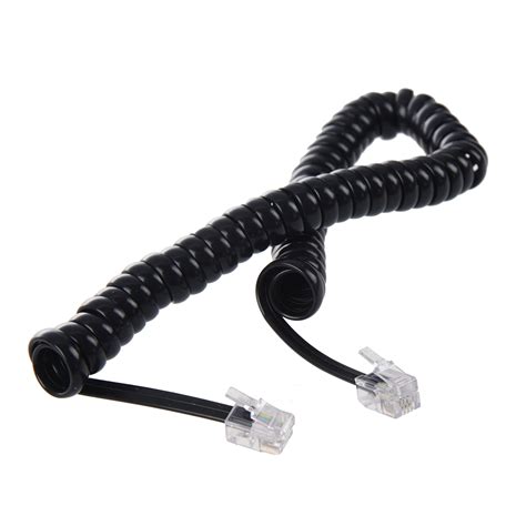 black rj telephone phone modem coil  cord cable kn