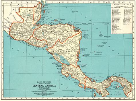1939 antique central america map costa rica map guatemala