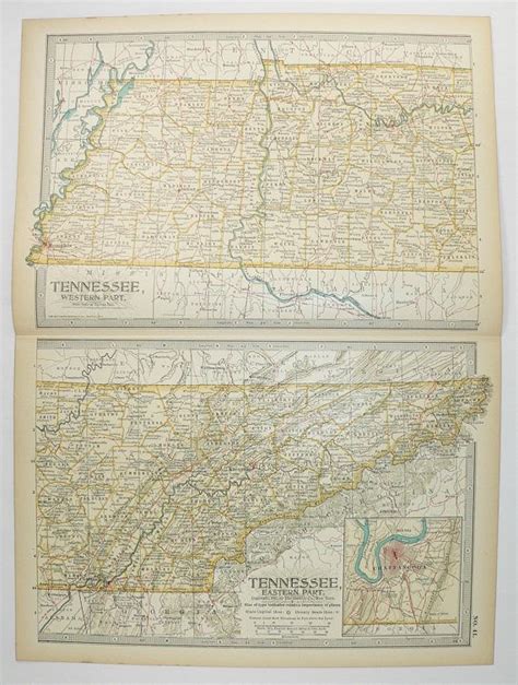 tennessee map  century map tennessee vintage tn map tennessee gift  friend office
