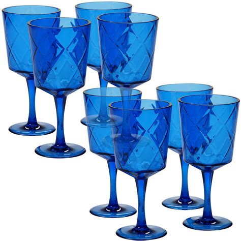 certified international  piece  oz cobalt blue acrylic goblet glass