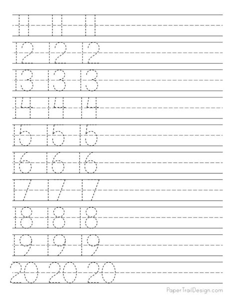 number tracing worksheets paper trail design   writing