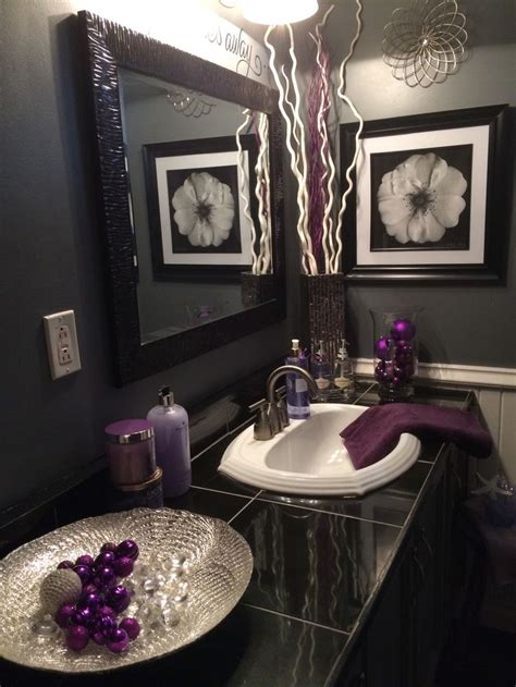 black  grey bathroom  lavender accents home sweet home grey