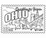 Ohio Coloring State Pages Stamp Buckeyes Printable Printables Usa Flag States Oh Color Sheets Football Colouring Wisconsin History Drawing Book sketch template