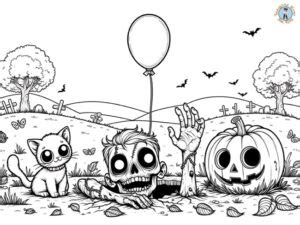 zombie coloring page treasure hunt  kids