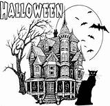Coloring Halloween Pages House Haunted Printable Scary Printables Houses sketch template