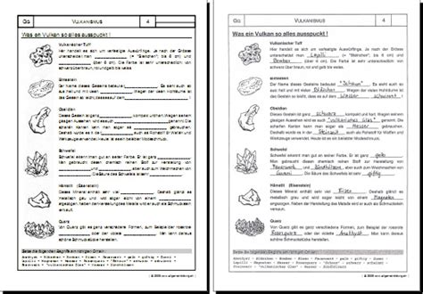 geografie arbeitsblatt vulkan auswurfprodukte