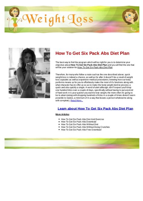 How To Get Six Pack Abs Diet Plan