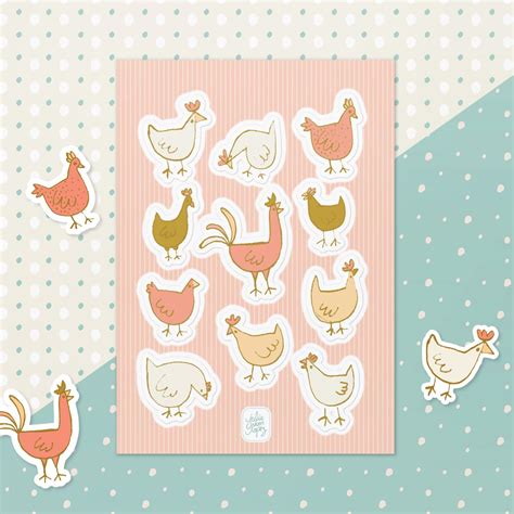 Gigi S Chickens Sticker Sheet — Julie Ann Lopez