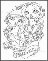 Coloring Pages Adult Fantasy Sister Printable Sisters Color Colouring Etsy Drawings Getcolorings Tattoos sketch template
