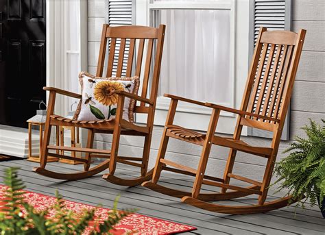 mainstays outdoor wood porch rocking chair natural yellow color