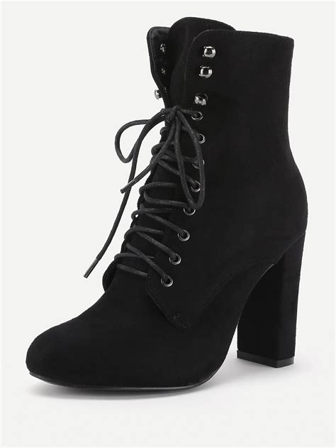 Lace Up High Heeled Ankle Boots Shein Sheinside