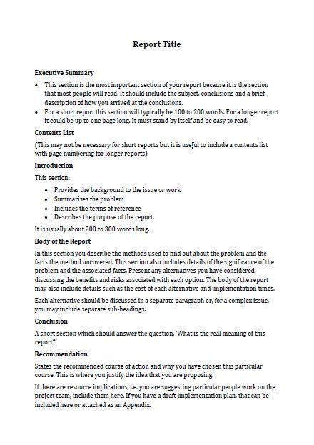 report template english  templates  report writing