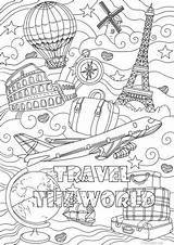 Travel Coloring Pages Adult Traveling Printable Colouring Favoreads Book Adults Sheets Kids Doodle Visit Drawing Choose Board Summer Sold Etsy sketch template