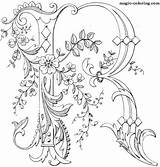 Coloring Letters Embroidery Pages Monogram Magic Fancy Letter Alphabet Para Patterns Hand Salvo sketch template