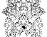 Coloring Pages Spiritual Hamsa Adults Printable Adult Hand Unique Visitar Colouring Book Mano Fatima sketch template