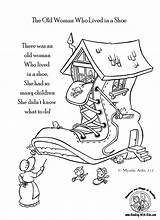 Nursery Rhymes Kids Coloring Old Rhyme Pages Lady Shoe Lived Jack Who Woman Color Preschool Crafts Jill Printable Row Reading sketch template