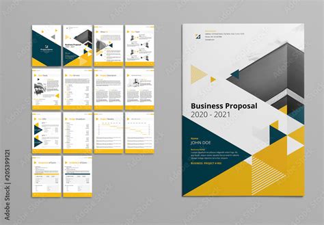 yellow  gray booklet layout stock template adobe stock