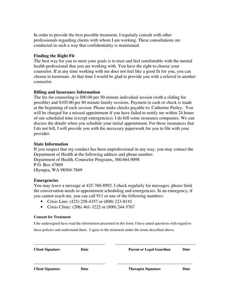 counseling statement template