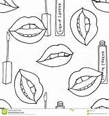 Makeup Pattern Lipstick Lips Seamless Drawing Artist Make Girls Doodle Coloring Getdrawings sketch template