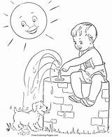 Coloring Pages Summer Season Kids Water Drawing Sheets Drinking Printable Drink Clipart Colouring Sheet Print Draw Kid Holiday Dog Puppy sketch template