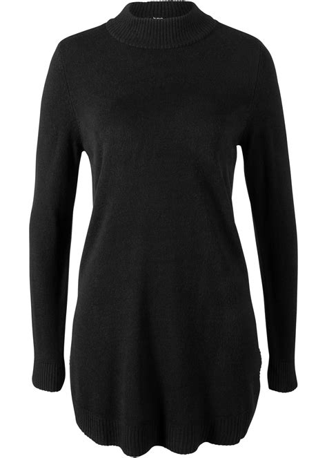 eenvoudig mooie trui met geribde boorden zwart