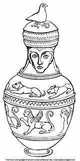 Coloring Greek Vase Pottery Figures Sculpted Sheets Mythical Handle Includes Bird Three Pots sketch template