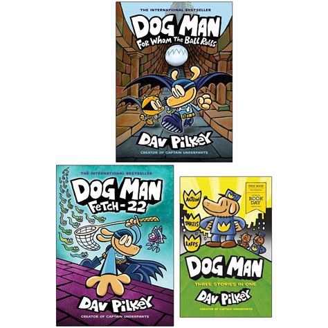 dog man  books collection set    ball rolls fetch  dog