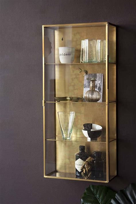 brass glass wall mounted display cabinet rockett st george