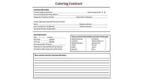 sample catering contract template sampletemplatess sampletemplatess