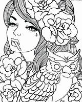 Coloring Pages Girls Girl Pen Printable Gel Pretty Detailed Rated Size Color Getcolorings Tattoo Colorings Print Adult Getdrawings Female Adults sketch template