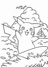 Coloring Surf Pikachu Pages Doing Printable Beach Comments sketch template