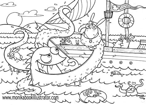 monster coloring page coloring pages  kids   adults