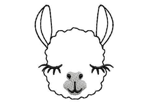 mini llama face llama outline feltie small vinyl embroidery design
