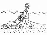 Mowing Grass Grandfather Colouring Colorluna Mow Mower sketch template