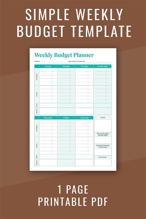 simple weekly budget template  printable  weekly budget
