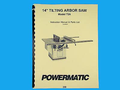 powermatic model   table  instruction parts list manual  ebay