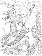 Mermaids Mermaid Coloring Pages Adults Adult Colouring Beautiful Christmas Book Sheets Kids Sea Printable Publications Dover Fish Intricate Welcome Pregnant sketch template