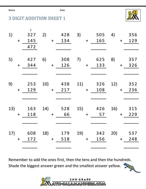 worksheets addition   digit numbers   digit addition