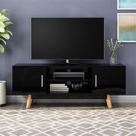noble house quinton modern faux wood tv stand  tvs    black