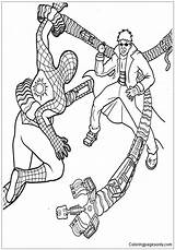 Spiderman Pages Fighting Coloring Enemy Spider Man Color Kids sketch template