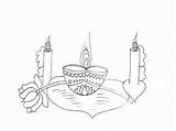 Diwali Coloring Deepavali Drawing Colouring Crackers Candles Diyas Printable Shubh Kids Festival Candle Pages sketch template