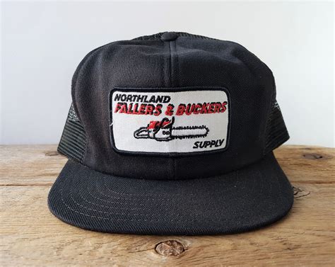 northland fallers buckers supply vintage   trucker hat chainsaw patch black mesh