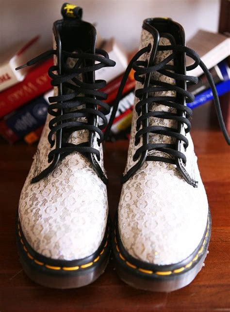 rare white lace  glitter  marten boots vintage   condition  martens