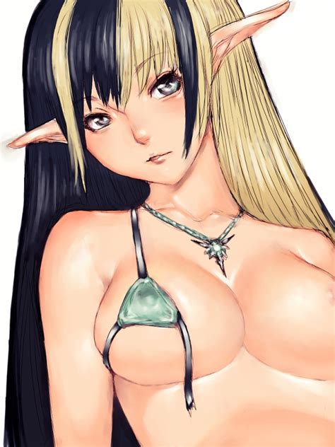 rule 34 areolae bikini black hair blonde hair blue eyess