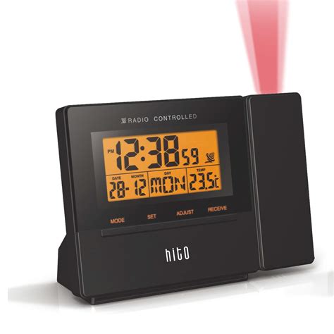 hito atomic radio controlled projection alarm clock wdate temperature week alarm status