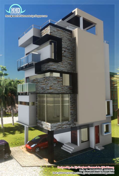floor contemporary narrow home design kerala house design idea