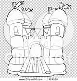 Bouncy Castle House Clipart Lineart Illustration Royalty Vector Visekart sketch template