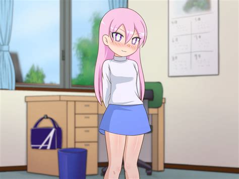 1girl Animated Animated  Ass Blurry Blush Bright Pupils Chair